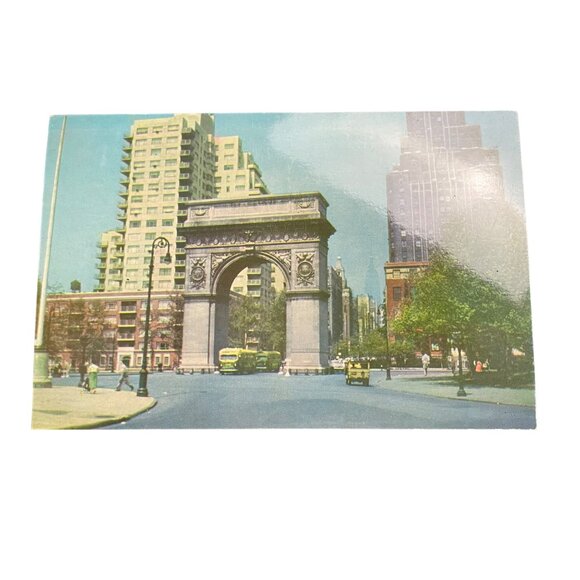 Vintage Washington Square NYC Postcard Lumitone Prolacprint Brown Bros Photo u - Picture 2 of 5